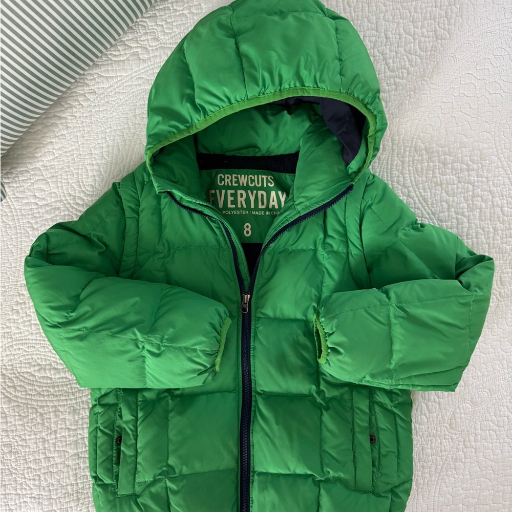 Crewcuts Bright Green Everyday Jacket Puffer Coat with zip off sleeves 8